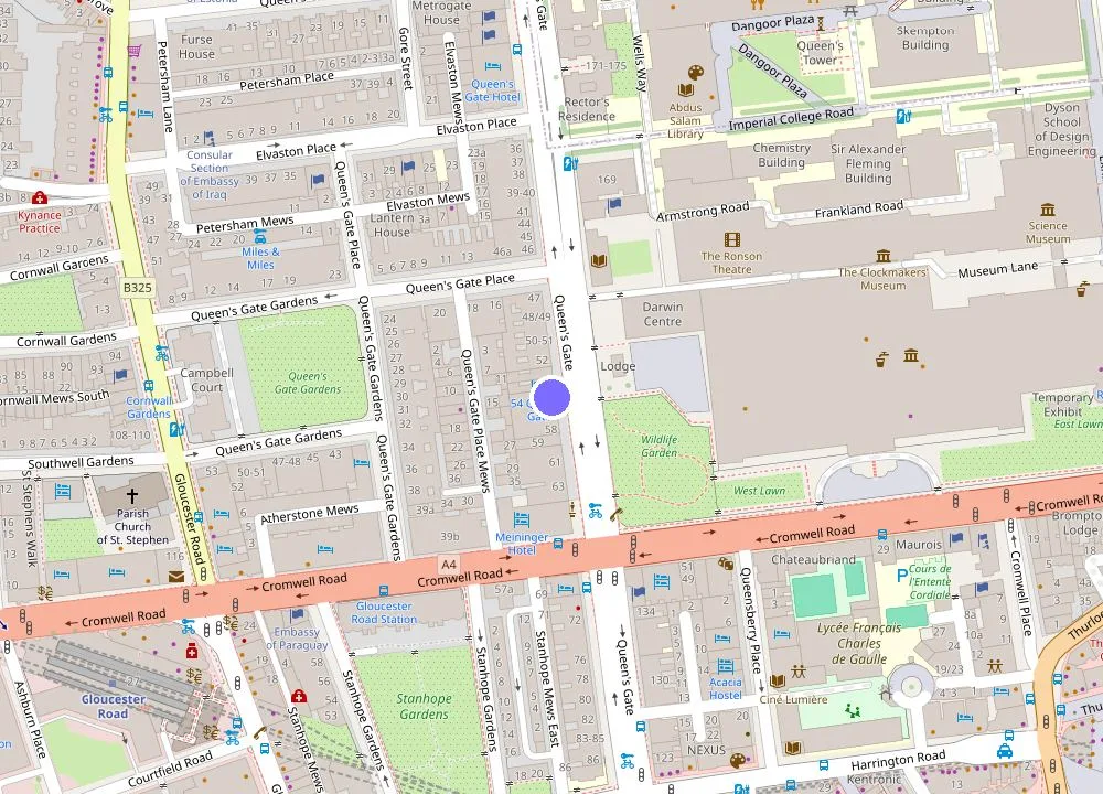 Map: 54 Queen's Gate Hotel